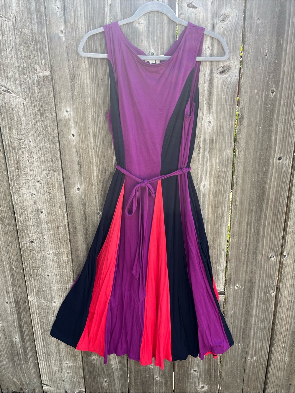 Boden Sleeveless Colorblock Midi Dress - Purple/Black/Red